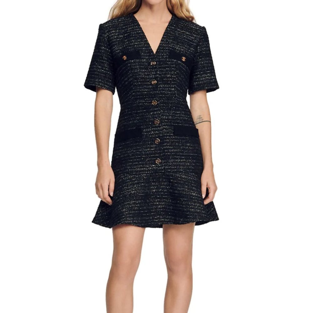 NWOT  Sandro Metallic Tweed Dress